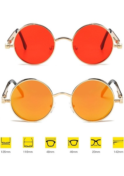Metal Yuvarlak Çerçeve Steampunk Retro Güneş Gözlüğü Erkekler Kadınlar 14 (Yurt Dışından) modelleri