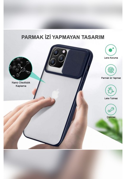 Oppo A76 Kapak Lensi Açılır Kapanır Kamera Korumalı Silikon Kılıf - Lila