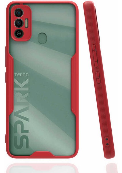 Tecno Spark 7t Kılıf Kamera Korumalı Colorful Kapak - Kırmızı