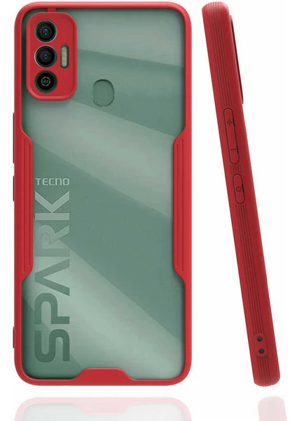 Tecno Spark 7t Kılıf Kamera Korumalı Colorful Kapak - Kırmızı