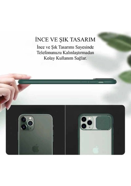 Oppo A96 Kapak Lensi Açılır Kapanır Kamera Korumalı Silikon Kılıf - Siyah modelleri