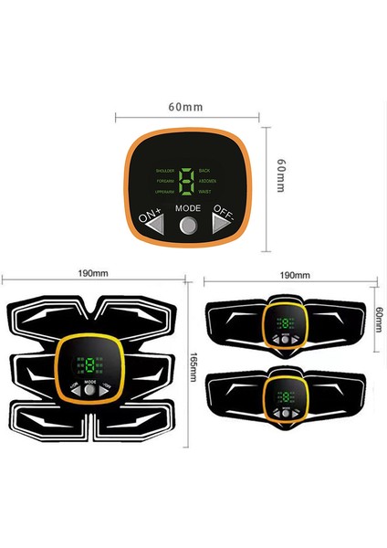 USB Şarj Edilebilir Karın Kas Ems Stimülatörü - Sarı (Yurt Dışından)