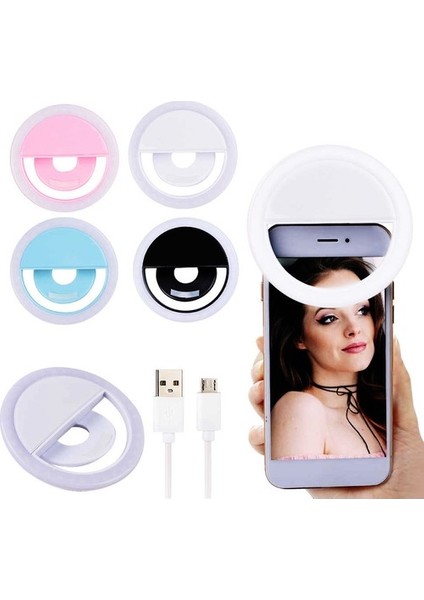 Selfie Işık Telefon Işığı Şarjlı 3 Kademeli LED Işık Ring Light
