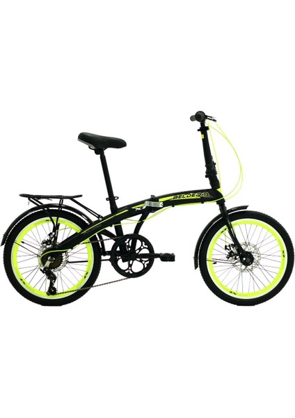 X7 Steel 20" Jant Shimano Microshift(7s) Vites Mekanik Disk Fren Siyah-Sarı Katlanabilir Bisiklet