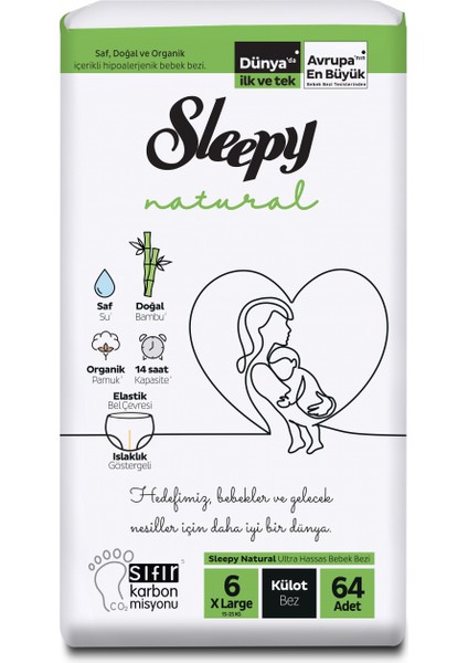 Natural Jumbo Külot Bebek Bezi Xl 6 Numara 64 Adet