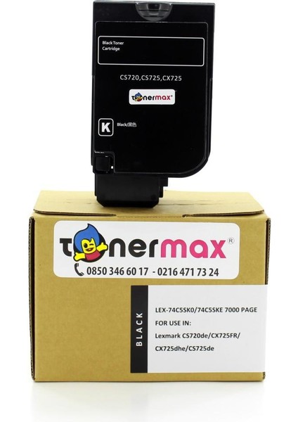 Lexmark CS720-74C5HK0 Siyah Muadil Toner Yüksek Kapasiteli