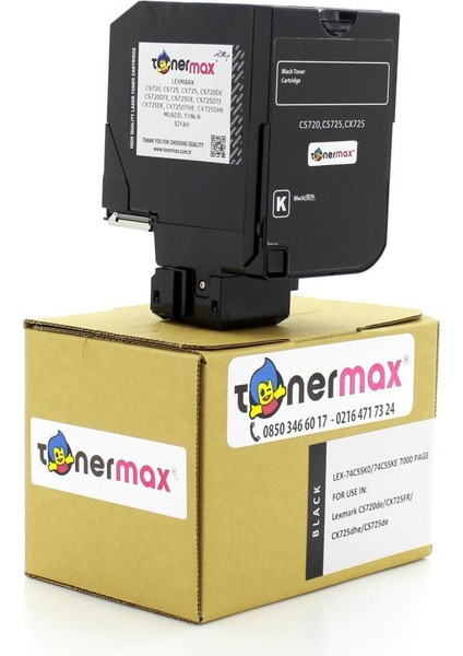 Lexmark CS720-74C5HK0 Siyah Muadil Toner Yüksek Kapasiteli fiyatları