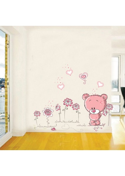Duvar Sticker Bebek ve Çocuk Odası Dekorasyonu Pembe Sevimli Ayıcık Hediyelik Çıkartma indirimleri