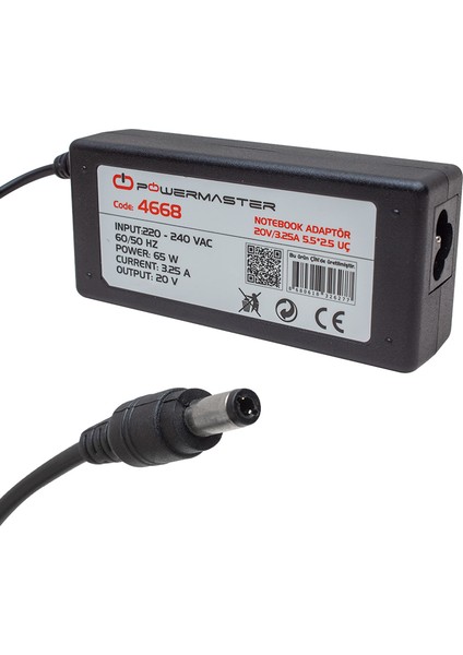 20 VOLT - 3.25 AMPER 5.5*2.5 AMPER IBM NOTEBOOK ADAPTÖR