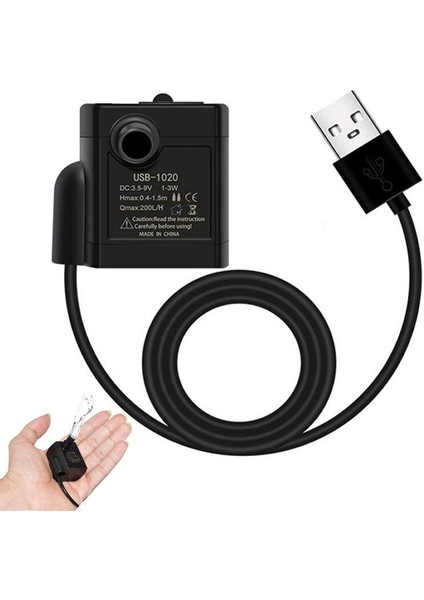 USB Mini Akvaryum 3.5/9V 1-3W Dalgıç Su Pompası