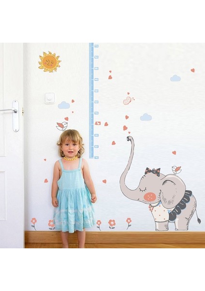 Bebek ve Çocuk Odası Dekoru Boy Ölçen Fil Duvar Sticker Çıkartma