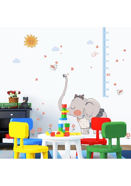 Bebek ve Çocuk Odası Dekoru Boy Ölçen Fil Duvar Sticker Çıkartma modelleri
