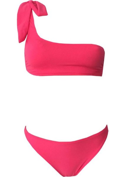 Camille Tek Omuz Bağlamalı Bikini Neon Pembe