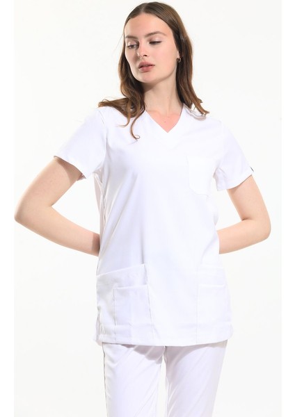 Likralı Dinamik Doktor, Hemşire Forması – Kadın, Beyaz modelleri