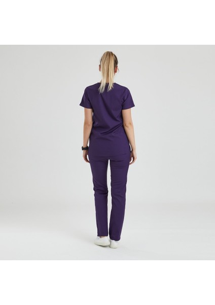 Likralı Dinamik Doktor, Hemşire Forması – Kadın, Mor modelleri