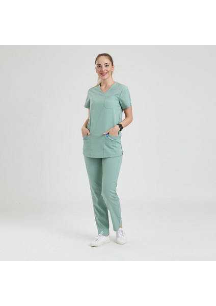 Doktor, Hemşire Forması Üst– Kadın, Mint Yeşil