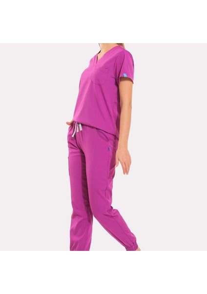Likralı Dinamik Jogger Doktor, Hemşire Forma Takım - Kadın, Pembe modelleri