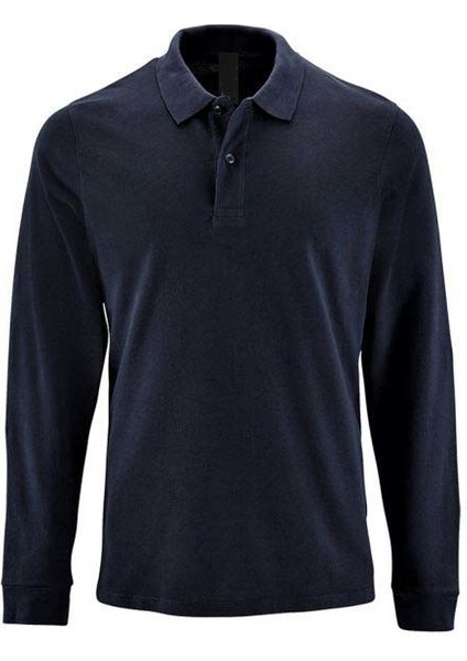 Pamuklu Uzun Kollu Polo Tişört, Hemşire Tişörtü - Unisex,lacivert