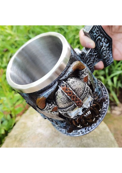 Paslanmaz Çelik Bira Kupa 600ML Retro Tankard Kahve Içecek Fincanı(Yurt Dışından)