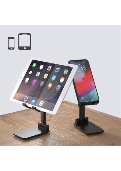 Buffer® Siyah Aynalı Cep Telefonu Sabitleyici Stand Katlanabilir Ayarlanabilir Telefon Standı