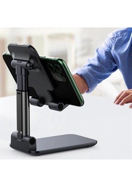 Buffer® Siyah Aynalı Cep Telefonu Sabitleyici Stand Katlanabilir Ayarlanabilir Telefon Standı
