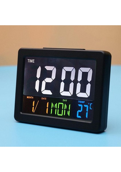 Dijital LCD Çalar Saat Kapalı Sıcaklık Ölçer LED Saat Arka Işık Masaüstü Siyah fiyatları