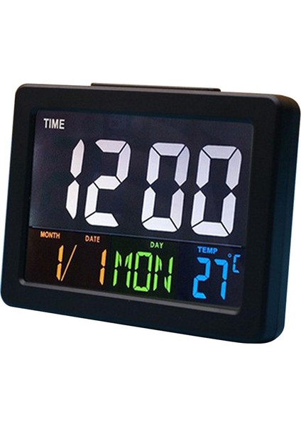 Dijital LCD Çalar Saat Kapalı Sıcaklık Ölçer LED Saat Arka Işık Masaüstü Siyah indirimleri