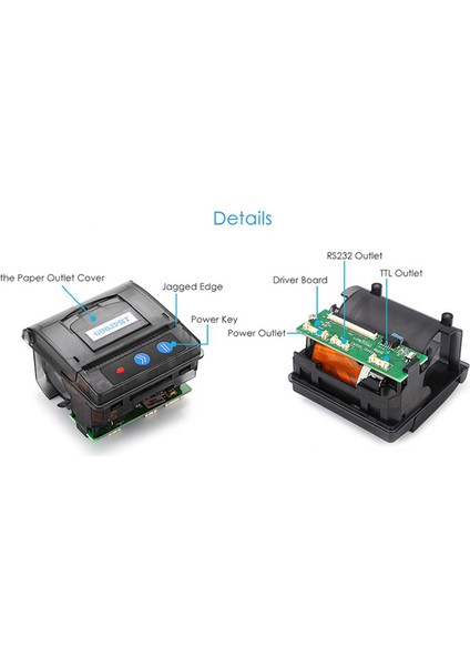 58MM Mini Baskı Modülü RS232 40PPM Termal Makbuz Yazıcı - Siyah( Yurt Dışından