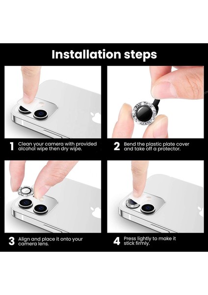 Apple iPhone 11 Taşlı Kamera Lens Kırılmaz Cam Koruyucu Swarovski Taşlı Metal Çerçeveli Lens Koruma fırsatları