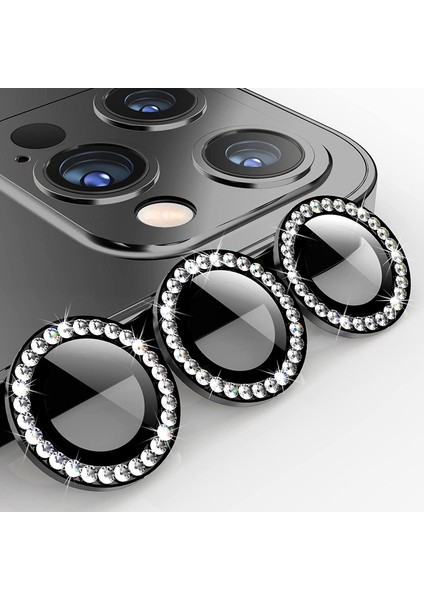Apple iPhone 11 Pro Taşlı Kamera Lens Kırılmaz Cam Koruyucu Swarovski Taşlı Metal Çerçeveli Lens Koruma fiyatları