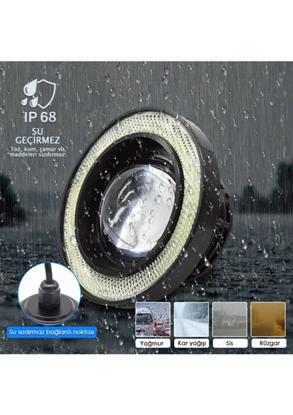 89 mm Buz Mavi Ice Blue Mercekli Angel LED Halkalı Sis Far Metal Gövde indirimleri