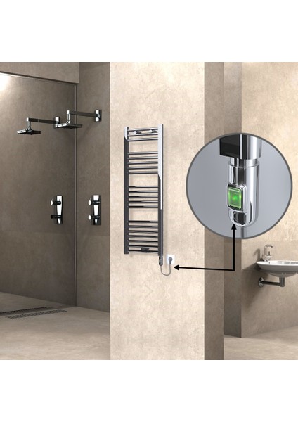 Haiti Elektrikli Havlupan 200 Watt 400X1100 Düz Krom (On/off Düğmeli)