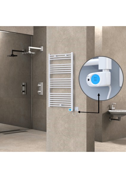 Haiti Elektrikli Havlupan 600 Watt 600X1100 Düz Beyaz (Musa Termostatlı)