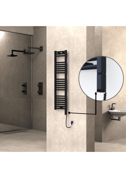Haiti Elektrikli Havlupan 300 Watt 300X1200 Düz Mat Siyah (Oned On/off Termostatlı) Sağ
