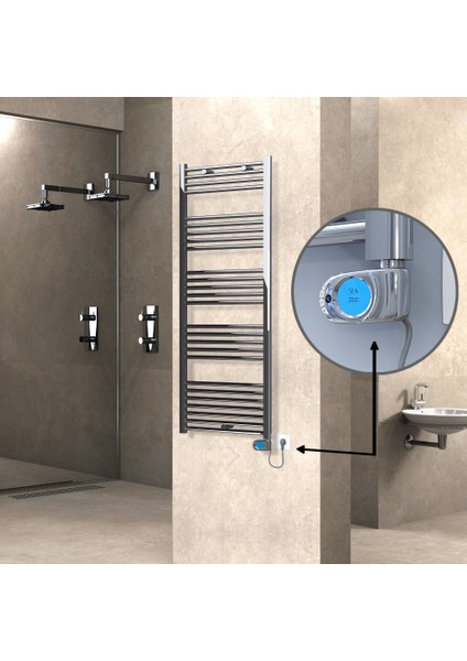 Haiti Elektrikli Havlupan 300 Watt 600X1500 Düz Krom (Musa Termostatlı)