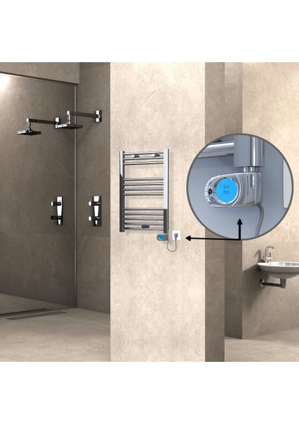 Haiti Elektrikli Havlupan 200 Watt 500X700 Düz Krom (Musa Termostatlı)