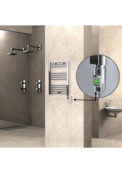 Haiti Elektrikli Havlupan 200 Watt 500X700 Düz Krom (On/off Düğmeli)