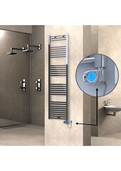 Haiti Elektrikli Havlupan 300 Watt 500X1800 Düz Krom (Musa Termostatlı)