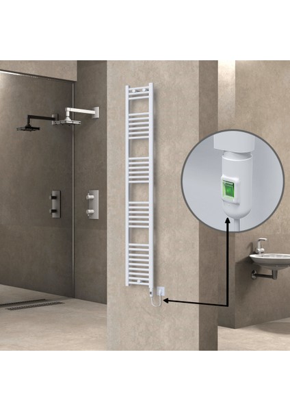 Haiti Elektrikli Havlupan 300 Watt 300X1800 Düz Beyaz (On/off Düğmeli)