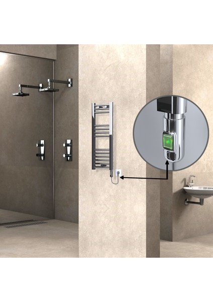 Haiti Elektrikli Havlupan 200 Watt 300X800 Düz Krom (On/off Düğmeli)