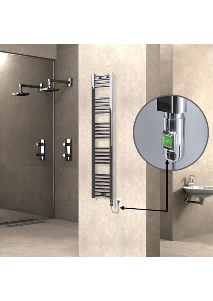 Haiti Elektrikli Havlupan 200 Watt 300X1500 Düz Krom (On/off Düğmeli)