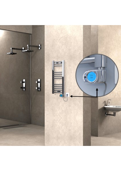 Haiti Elektrikli Havlupan 200 Watt 300X700 Düz Krom (Musa Termostatlı)