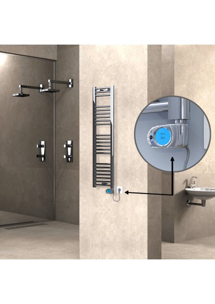Haiti Elektrikli Havlupan 200 Watt 300X1200 Düz Krom (Musa Termostatlı)