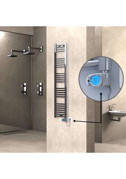 Haiti Elektrikli Havlupan 200 Watt 300X1500 Düz Krom (Musa Termostatlı)