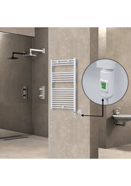 Haiti Elektrikli Havlupan 300 Watt 600X1000 Düz Beyaz (On/off Düğmeli)