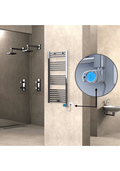 Haiti Elektrikli Havlupan 300 Watt 500X1100 Düz Krom (Musa Termostatlı)