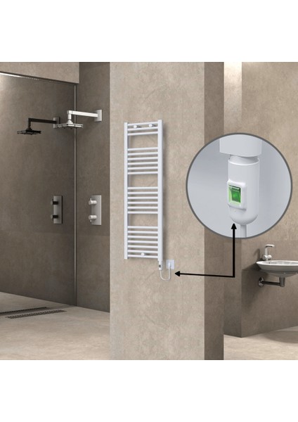 Haiti Elektrikli Havlupan 300 Watt 400X1200 Düz Beyaz (On/off Düğmeli)