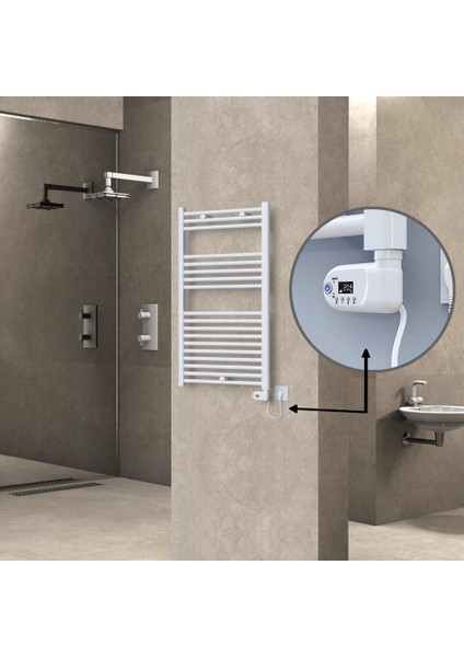 Haiti Elektrikli Havlupan 300 Watt 600X1000 Düz Beyaz (Thesis Termostatlı)