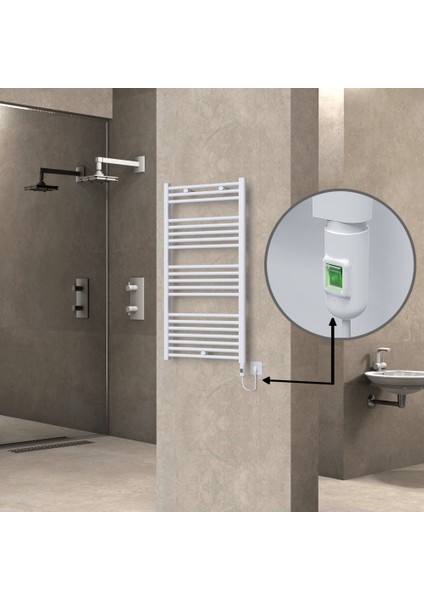 Haiti Elektrikli Havlupan 600 Watt 600X1100 Düz Beyaz (On/off Düğmeli)