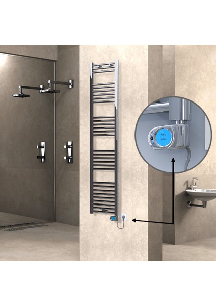 Haiti Elektrikli Havlupan 300 Watt 400X1800 Düz Krom (Musa Termostatlı)